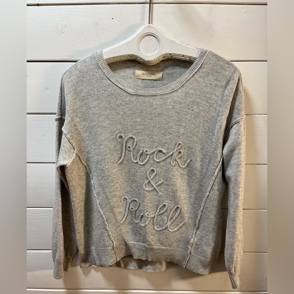 RAPSODIA Grey Knit “Rock & Roll” wool cashmere Sweater – Size S